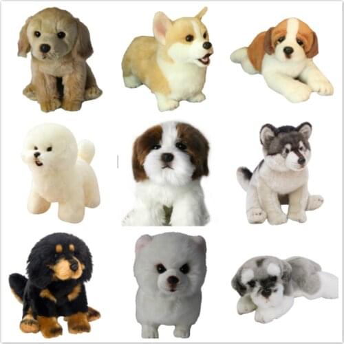 Golden Retriever Dog Plush Toys Stuffed Soft Animal Dolls Labrador Corgi Schnauzer Bichon Poodle Bernard Pets Plush Dog Toys
