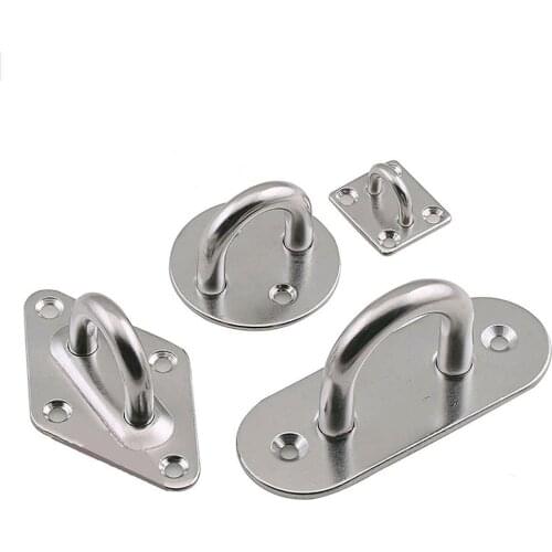 1Pcs Pad Eye Plate Staple 304 Stainless Steel Ring Hook Loop U-Shaped Design Screws For Boat Hammock M5 M6 M8 M10 M12