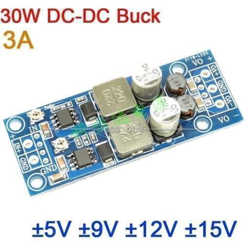 30W 3A DC-DC Buck Converter Voltage 4.5-30V TO ±5V ±9V ±12V ±15V Dual output Power Supply Positive negative voltage