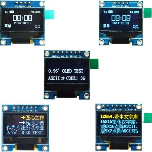 4/6/7/8Pin old 0.96 inch OLED display module 12864 LCD screen module IIC/SPI interface oled LCD screen serial screen