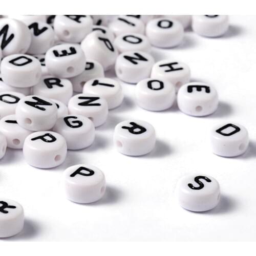 500g Flat Round Letter A -Z Alphabet Acrylic Beads for Jewelry Making DIY 7x4mm hole: 1mm about 3600pcs/500g