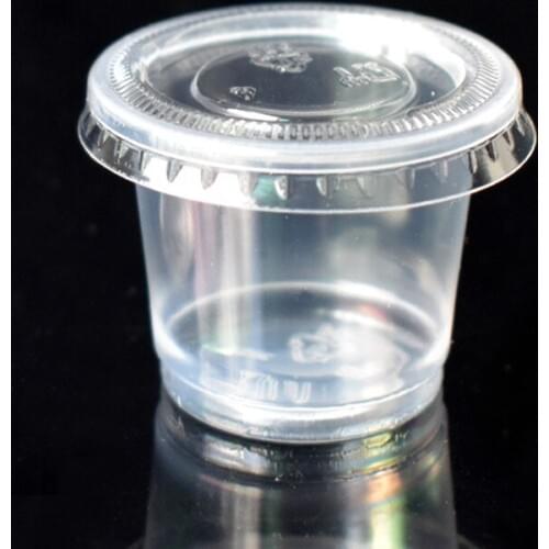 500pcs high quality transparent disposable sauce cup 30ml small pudding ice cream jelly takeaway packaging cups with lid