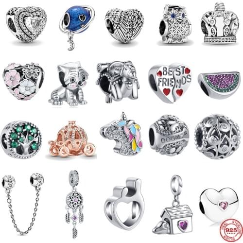 NEW Sparkling Levelled Hearts Band safety chain bead fit original Pandora charms silver 925 Bracelet for women fashion jewelry