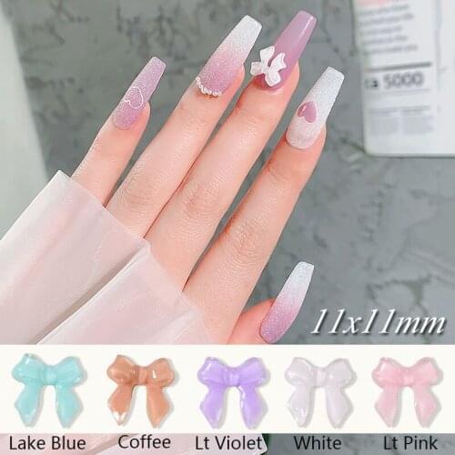 Pretty Jelly Mix Colors Resin Bow knot Shape 11X11MM Nail Rhinestones 3D For DIY Nail Art Decorations 30PCS/100PCS