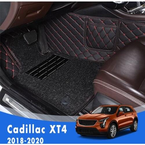 Double Layer Wire Loop Carpets Car Floor Mats For Cadillac XT4 2020 2019 2018 Decor Artificial Leather Anti-Dirty Styling