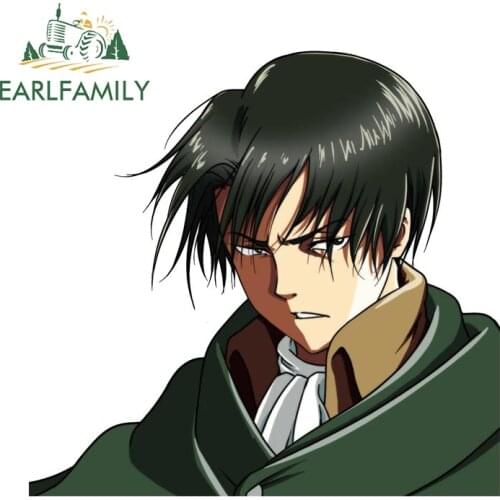 EARLFAMILY 13cm x 12cm Cartoon Anime Peek Car Sticker for Attack on Titan Levi Waterproof Decal Windows Trunk Car Accessories