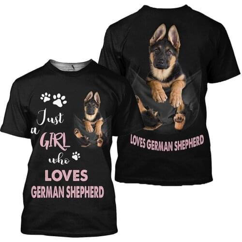 Cute German Shepherd 3D All Over Printed T-shirts Men/women New Design Animal Dog Black Streetwear Tshirt Oversized Girl Clothes