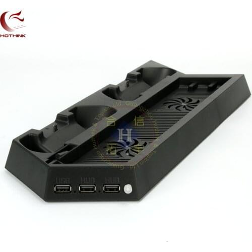 HOTHINK USB Dual Cooling Fans Charging vertical Stand Holder For Playstation 4 Pro PS4 PRO merchine and dualshock 4 controller