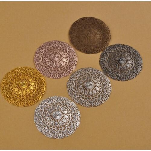 100piece 55mm Antique Bronze Sliver Gold Plated Metal Tone Filgree Flower Connectors for Jewelry Making Findings