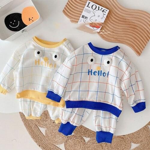 MILANCEL 2021 Autumn New Kids Clothes Set Long Sleeve Cartoon Hoodies And Plaid Pants 2Pcs Suit