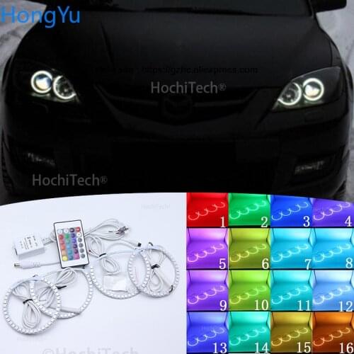 For Mazda 3 mazda3 2002 2003 2004 2005 2006 2007 Multi-color Led Angel Eyes Kit RGB Halo Rings Daytime Light DRL