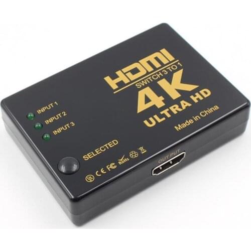 3 Ports 4K 2K 1080P Switcher Selector Ultra HD Multimedia Splitter Box HDMI interruptor Selector for HDTV Xbox PS3 PS4