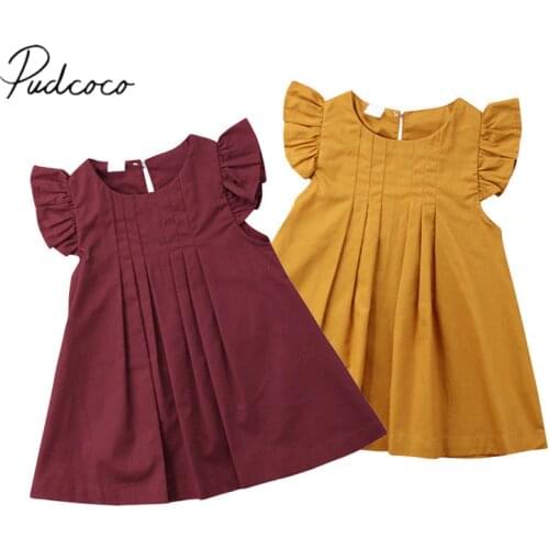2018 Brand New Newborn Toddler Infant Baby Girls Summer Dress Casual Princess Party Tutu Dresses Clothes Solid Sundress 0-3T