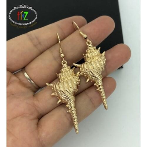 F.J4Z New Summer Beach Jewelry Alloy Seashell Pendant Drop Earrings Fashion Women Accessories Wholesale pendientes mujer