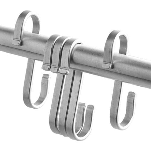 Home Storage Organization Stainless Steel Flat Wardrobe Kitchen Bathroom Door Hook S-shaped Hooks 5pc/lot