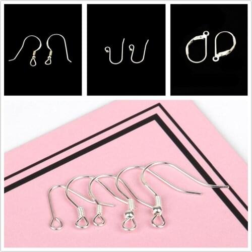 1pair 925 Sterling Silver Earring Wires Hooks Hoops Clasp Buckle Ear Wires Blank Base For DIY Earring Jewelry Making Accessories