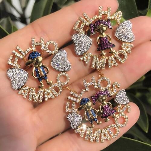 Luxury Colorful Heart Boy Girl Pendant Necklace Cubic Zirconia Gold Color Chain Necklace Cute Round Charm Mothers Gifts Jewelry