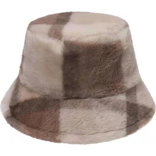 New Unisex Warm Faux Fur Winter Panama Hats Women Outdoor Sunscreen Bucket Hat Female Fashion Solid Basin Cap Lady Sun Caps Gift