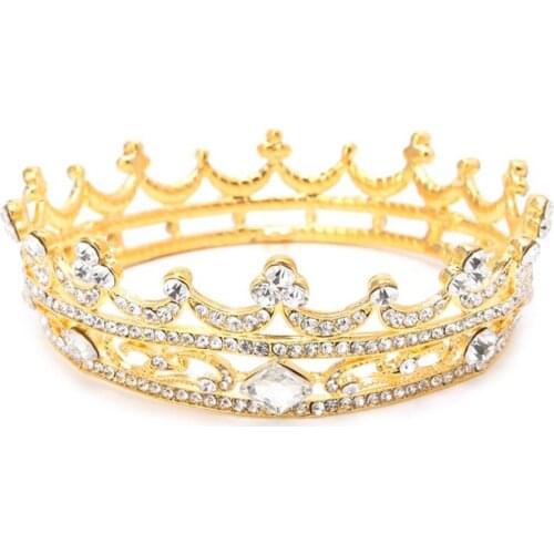 Full Round Tiara Bridal Crown Wedding Rhinestone Headpiece Women Hair Jewelry Crown Tiara Hair Accessories Dress Accessories
