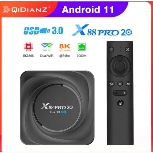 Android 11 Smart TV Box X88 Pro 20 Streaming Media Player RK3566 2.4G 5G Dual WIFI 4K Google Play Youtube Ultra HD Set Top Box
