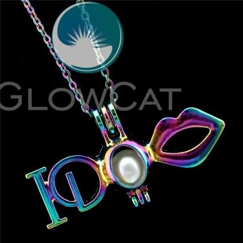R-C499 Rainbow Colors Love I Do Wedding Beads Cage Pendant Perfume Diffuser Aromatherapy Oyster Pearl Cage Locket Necklace