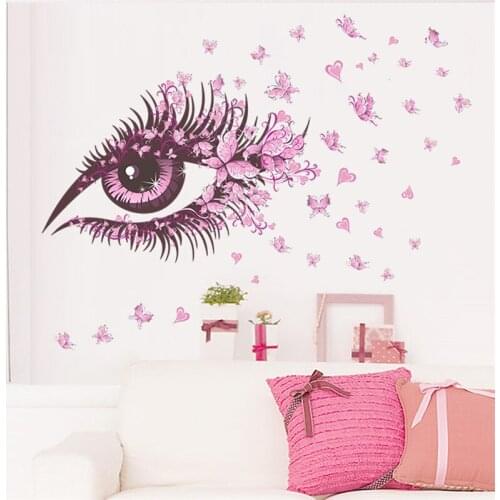 Sexy Girl Eyes Butterfly Wall Stickers Living Bedroom Decoration DIY Adesivo De Paredes Home Decals Mual Poster Girls Room Decor
