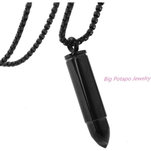 Unique Bullet Necklace Pendant Best friends Black Stainless Steel Metal Can Open Fashion Men Jewelry