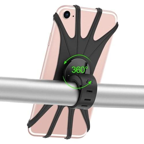 360 Degree Rotation Motorcycle Bicycle Handlebar Cradle, Silicone Cell Phone Holder Bike Phone Mount