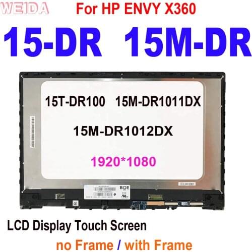 15.6" LCD For HP ENVY X360 15-DR 15 DR 15M-DR 15T-DR100 Series Laptops LCD Display Touch Screen Digitizer Assembly Bezel Frame