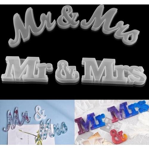 1Set English Word Casting Mould Alphabet Mr & Mrs Letter Silicone Molds for DIY Resin Epoxy Crafts Mold Wedding Decoration