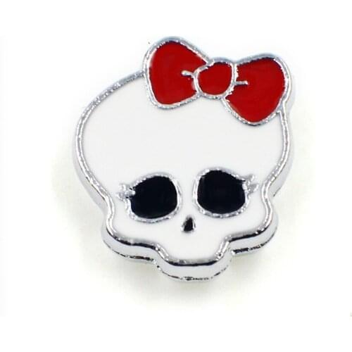 Hot Wholesales 10pcs Pink skull 8mm Slide Charms Clean Rhinestone Fit Can Through Belt Pet Dog Cat Tag Collar Wristband