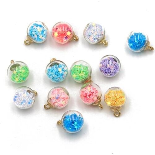 20pcs 8 color 16mm transparent glass ball pendant and bracelet necklace jewelry accessories box DIY earrings