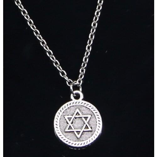 20pcs New Fashion Necklace 15mm star of david shield of david Pendants Short Long Women Men Colar Gift Jewelry Choker