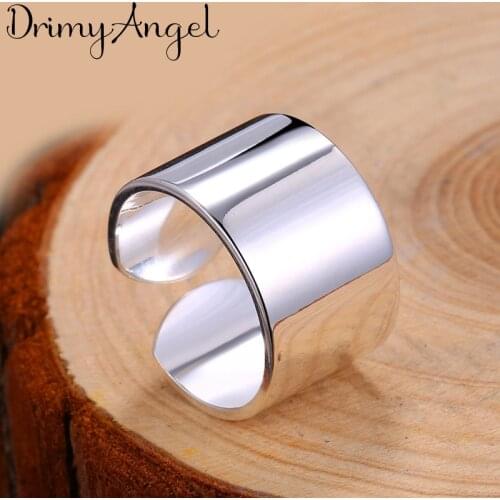 2020 Sweet Style Silver Color Big Smooth Rings For Women Engagement Jewelry Girls Adjustable Size Finger Rings