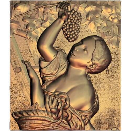 3d model woman in vineyard CNC router printer relief carve mould STL format file M303