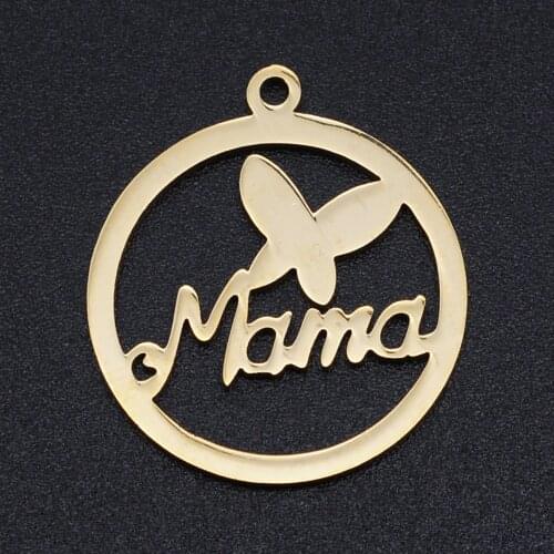 5pcs/lot 100% Stainless Steel Love Mama Charms Wholesale DIY Necklace Bracelet Making Charms Jewelry Making Charms