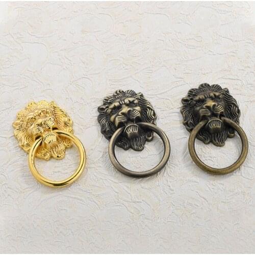 71*43mm Furniture Handles Beast for Lion Head Antique Alloy Handle Wardrobe Drawer Door Pull Retro Decoration 1PCS With Screw