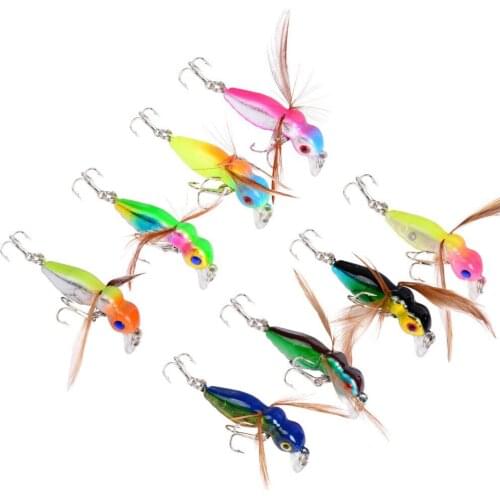 8PCS Fishing Fish Bass Fly Flying Iinsect Bee Minnow lure hook baits 4.5cm/3.6g Free shipping