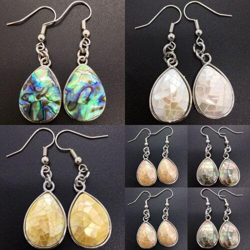 Free shipping Fashion Jewelry New Zealand Abalone Mother of pearl Shell Bead Oval Earrings Pair WB772