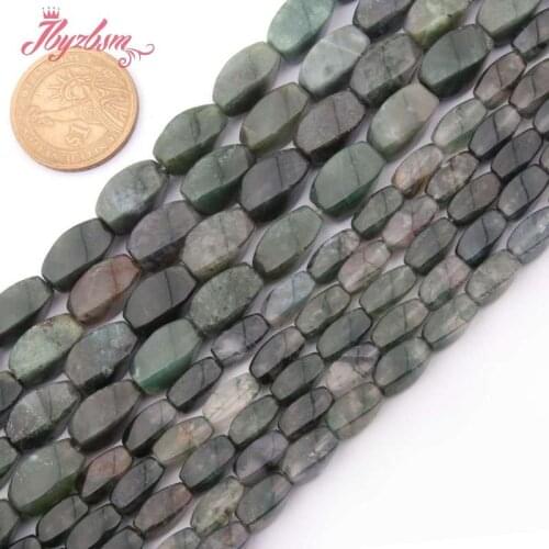Natural Green Moss Aagtes Rectangle Loose Bead 6x12/8x16mm Stone Beads For DIY Necklace Bracelet Jewelry Making Strand 15"