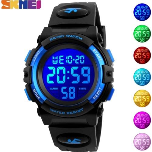 SKMEI 1266 Children LED Electronic Digital Watch Chronograph Clock Sport Watches 5Bar Waterproof Kids Wristwatches For Girls