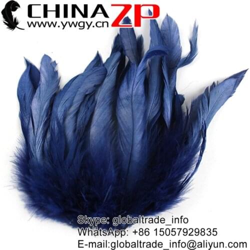 CHINAZP Factory Size 6"-8" (15-20cm) 200pieces/lot Selected Prime Quality Dyed Navy Rooster Chicken Coque Feathers