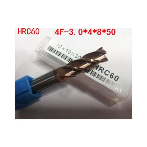 Cnc cutter tool TAPC tungsten alloy milling cutter HRC60 4F*3.0*4*8*50