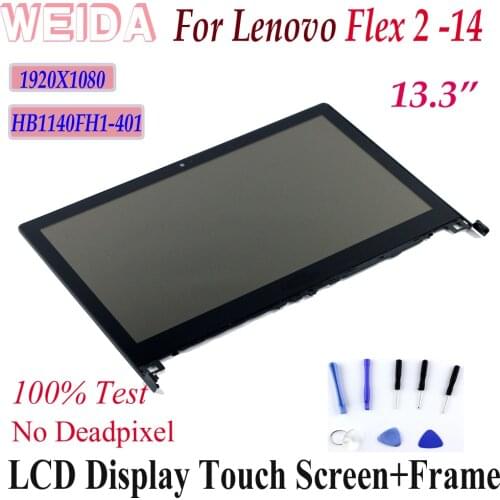WEIDA LCD Replacment For lenovo Flex 2 -14 LCD Display Touch Screen Assembly Frame Flex2-14 1920X1080 1366X768