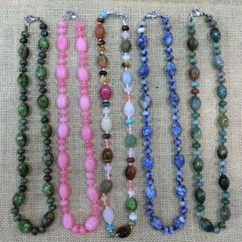 Druzy Personality Natural Crystal Stones Multisurface Beads String Energy Necklace Multicolor Flat Small Beads String Necklace