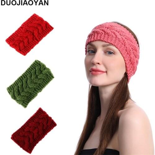 DUOJIAOYAN new design handmade BOHO women headband knitted twist warm hair band strap ear guard hair accessories