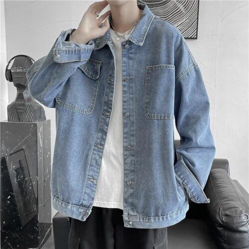 Jean Jacket Men Spring and Autumn 2021 Retro Ins Port Style Loose Casual Jacket Denim JacketDenim Jacket Men