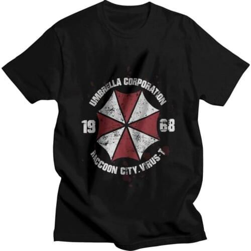 Umbrella Corporation T-shirt Mens Novelty T Shirt Short Sleeve Cotton Video Game Tshirt Unique Tees Tops