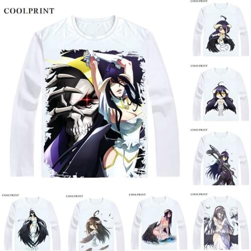 Overlord Obarodo T-Shirts Long Sleeve Anime Shirts Anime Manga Albedo Arubedo Merciful Pure White Devil Cosplay Shirt