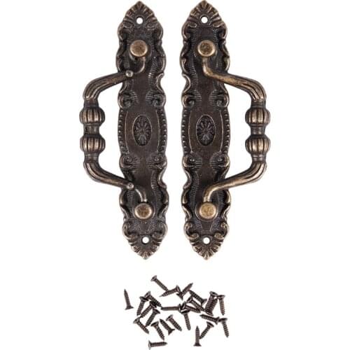 HOT-Antique Style Jewelry Drawer Pull Handle Knobs Bronze Tone 2 Pcs